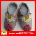 Hangzhou factory product colorful shape soft flat cow leather embroidered summer baby shoes